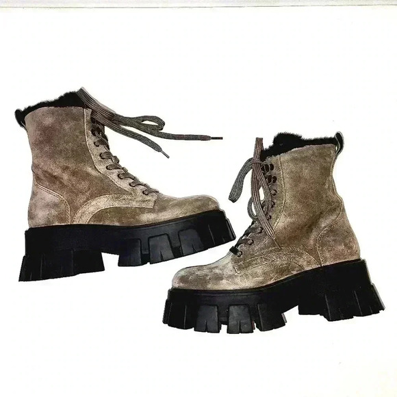 MARC FISHER MLHappier Lug Sole Combat Boots dark grey sz 5.5 M (17SN12) - Picture 3 of 10